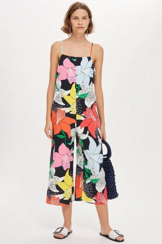 TOPSHOP Strappy Floral Jumpsuit / bold flower prints - flipped