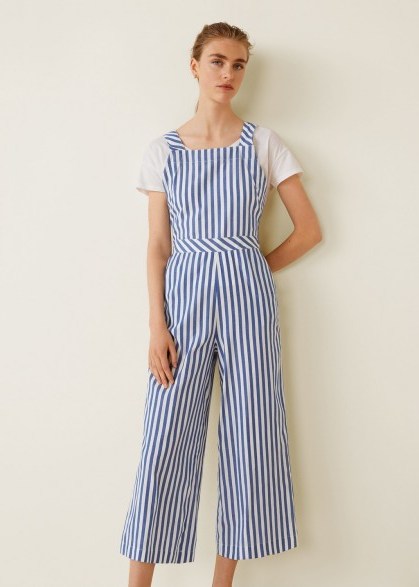 MANGO Striped cotton jumpsuit in blue | casual summer fashion - flipped