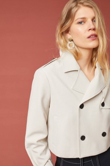 Cartonnier Summer Tied-Sleeve Trench Jacket Ivory ~ cropped coat - flipped