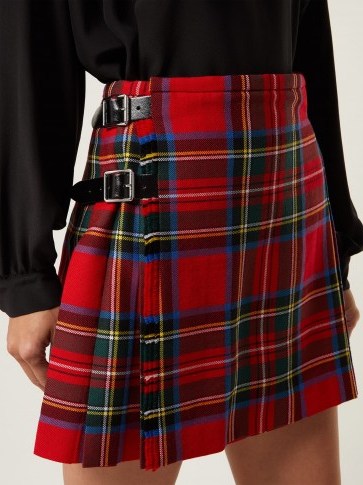 CHRISTOPHER KANE Tartan wool mini skirt / red plaid skirts - flipped