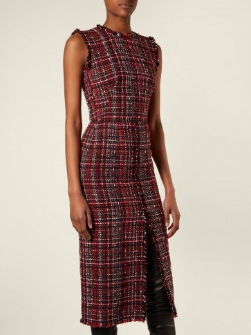 ALEXANDER MCQUEEN Tweed pencil dress / chic checked fashion - flipped