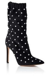 VALENTINO GARAVANI Crystal-Embellished Black Velvet Boots