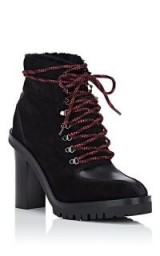 VALENTINO GARAVANI Black Suede & Shearling Ankle Boots ~ chunky heels