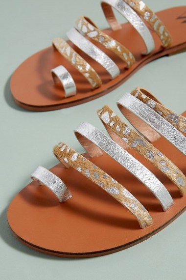 Vanessa Wu Printed-Metallic Sandals | strappy summer flats - flipped