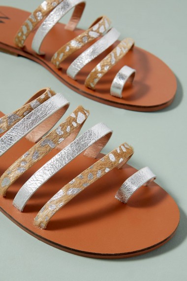 Vanessa Wu Printed-Metallic Sandals | strappy summer flats