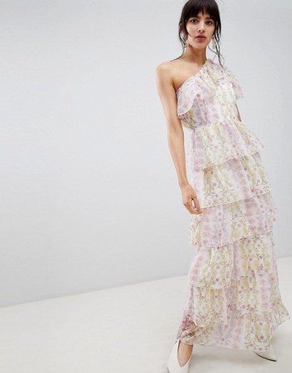 Vero Moda Ruffle One Shoulder Floral Maxi Dress | summer garden parties - flipped