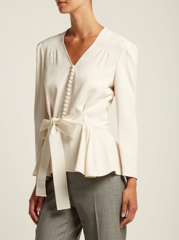STELLA MCCARTNEY V-neck bow-front top ~ chic white blouse