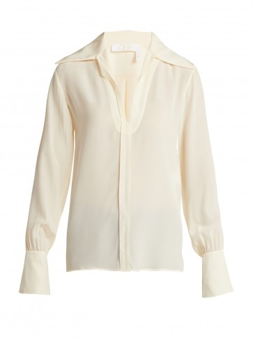 CHLOÉ Wide-collar ivory silk blouse ~ 70s style chic