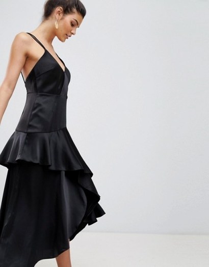 Y.A.S Ruffle Side Cami Dress With Cross Back | asymmetric LBD - flipped