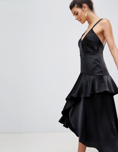 Y.A.S Ruffle Side Cami Dress With Cross Back | asymmetric LBD