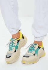 yellow contrast sole colour block chunky trainers | colourful sneakers