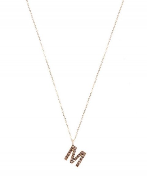 KC DESIGNS Yellow Gold Champagne Diamond Letter M Necklace ~ initial pendants