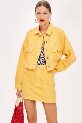 Topshop Yellow Hacked Denim Jacket | summer colours