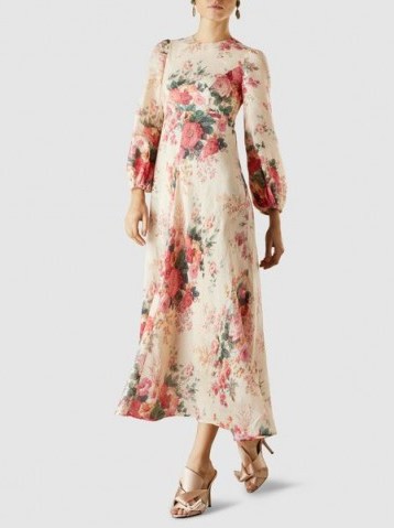 ‎ZIMMERMANN‎ Laelia Floral-Print Linen Midi Dress ~ feminine summer event look - flipped