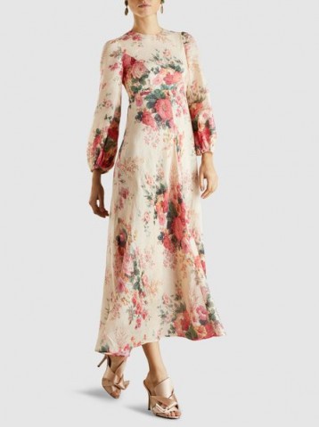 ‎ZIMMERMANN‎ Laelia Floral-Print Linen Midi Dress ~ feminine summer event look