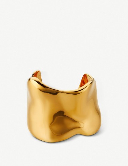 ALEXANDER MCQUEEN Molten gold-toned cuff – luxe fashion jewellery - flipped