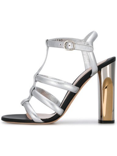 ALEXANDER MCQUEEN silver sculpted heel sandal ~ metallic heels - flipped