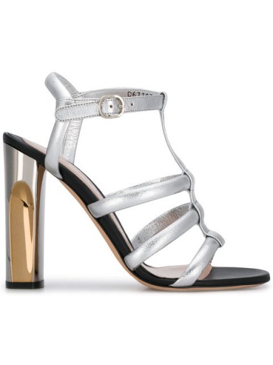 ALEXANDER MCQUEEN silver sculpted heel sandal ~ metallic heels