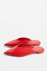 Topshop Alice Pointed Mules in Red | pointy flats