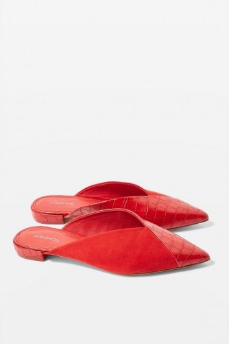 Topshop Alice Pointed Mules in Red | pointy flats - flipped