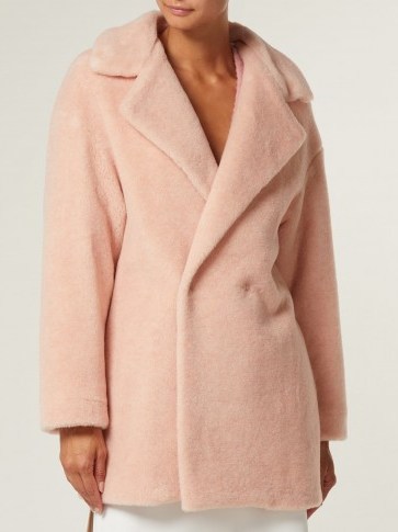 HARRIS WHARF LONDON Pink Alpaca-blend double-breasted coat ~ luxe outerwear - flipped