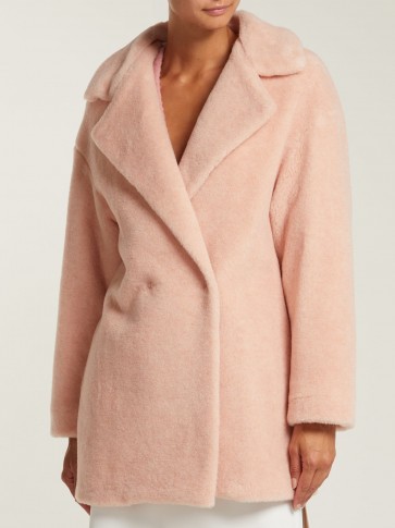 HARRIS WHARF LONDON Pink Alpaca-blend double-breasted coat ~ luxe outerwear