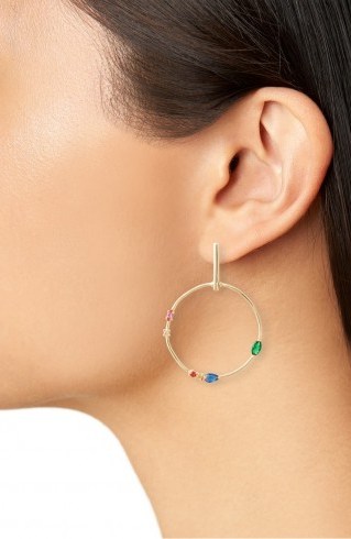 ARGENTO VIVO Rainbow Crystal Hoop Earrings ~ multicoloured crystals - flipped