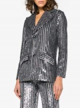 ASHISH Ashish Striped Sequin Embellished Blazer ~ silver sequinned jacket