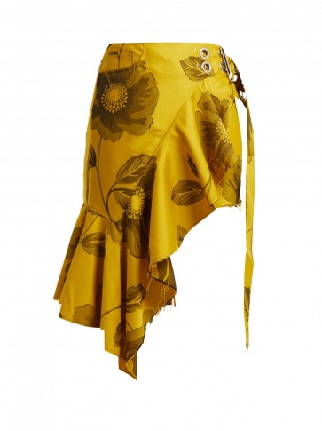 MARQUES’ALMEIDA Asymmetric yellow floral jacquard mini skirt ~ beautiful ruffles