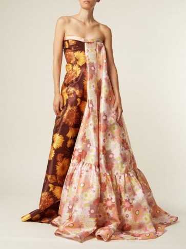RICHARD QUINN Asymmetric floral-print strapless gown ~ 70s florals - flipped
