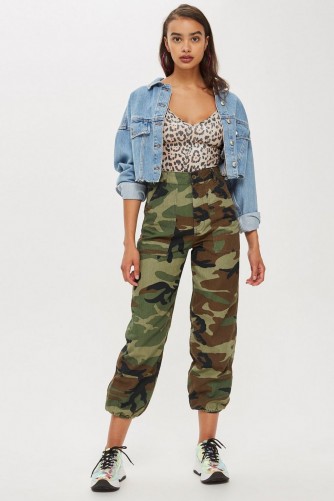 Topshop Authentic Camo Trousers in Khaki | cuffed camouflage pants