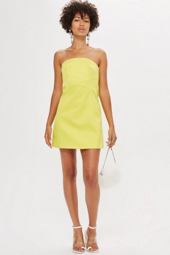 Topshop Bandeau Mini Dress in Yellow | strapless party frock - flipped
