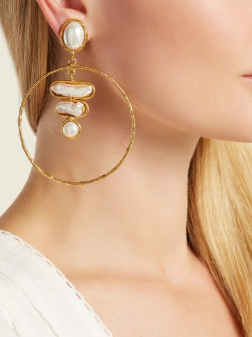 SYLVIA TOLEDANO Baroque mother-of-pearl hoop earrings ~ large statement hoops