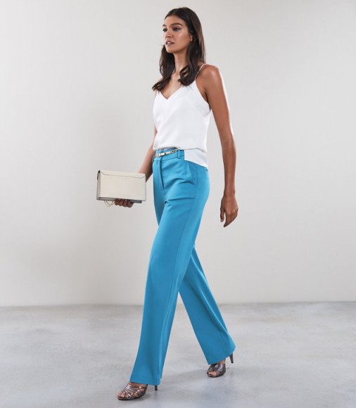 REISS BELLE TROUSER WIDE LEG TROUSERS BLUE ~ stylish day to evening pants