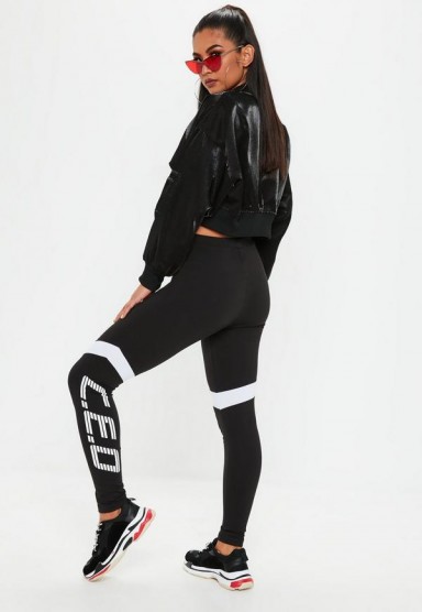 MISSGUIDED black ceo slogan high waisted slim joggers – sporty leggins