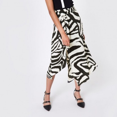 River Island Black zebra print asymmetric midi skirt | glamorous fashion - flipped