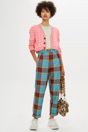 TOPSHOP Blue Check Trousers / bold checked pants - flipped