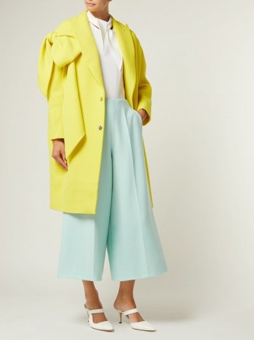 DELPOZO Bow-embellished yellow wool coat ~ statement clothing - flipped
