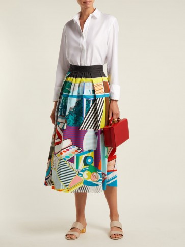 MARY KATRANTZOU Bowles Pop Art-print cotton-blend skirt ~ fresh bold prints