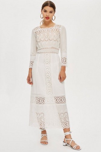 Topshop Broderie Insert Maxi Dress in Ivory | summer boho style - flipped