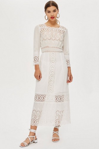 Topshop Broderie Insert Maxi Dress in Ivory | summer boho style