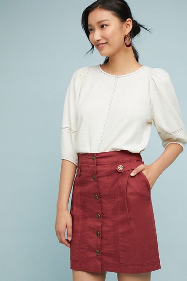 Amadi Buttoned Utility Skirt in Wine | dark red utilitarian fashion