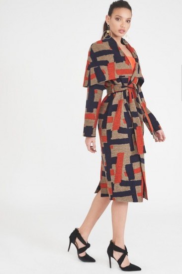 Lavish Alice cape overlay wool coat | printed coats | autumn colours - flipped