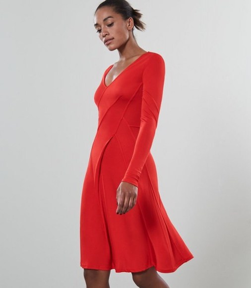 REISS CARINI SEAM DETAIL WRAP DRESS RED ~ wardrobe style essential - flipped