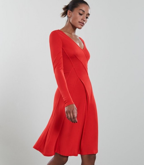 REISS CARINI SEAM DETAIL WRAP DRESS RED ~ wardrobe style essential