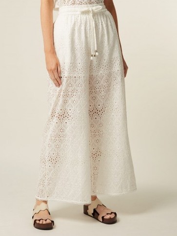 ZIMMERMANN Castile white cotton and silk-blend trousers - flipped