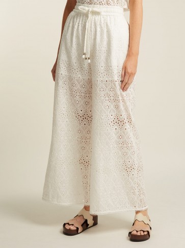ZIMMERMANN Castile white cotton and silk-blend trousers