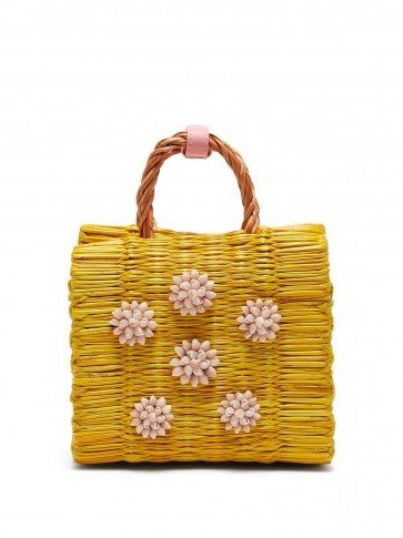 HEIMAT ATLANTICA Celeste yellow mini reed basket bag ~ cute little summer handbag - flipped