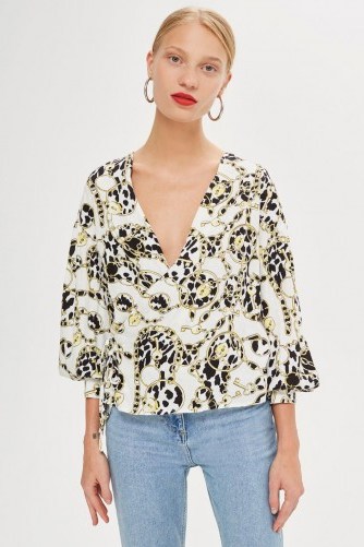 Topshop Chain Wrap Blouse | plunge front tops - flipped