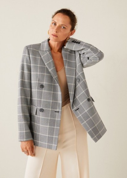 MANGO Check Structured blazer in Grey / checked jackets - flipped